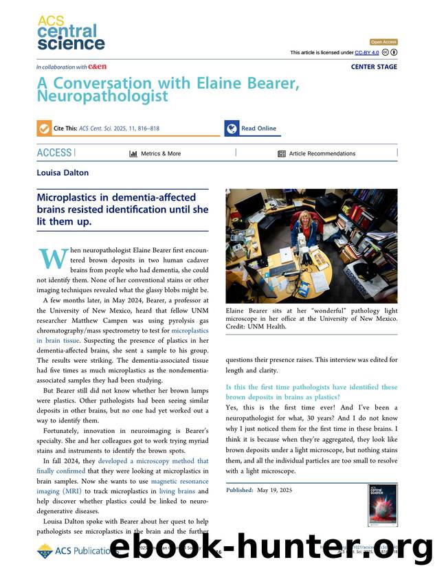 A Conversation with Elaine Bearer, Neuropathologist by Louisa Dalton