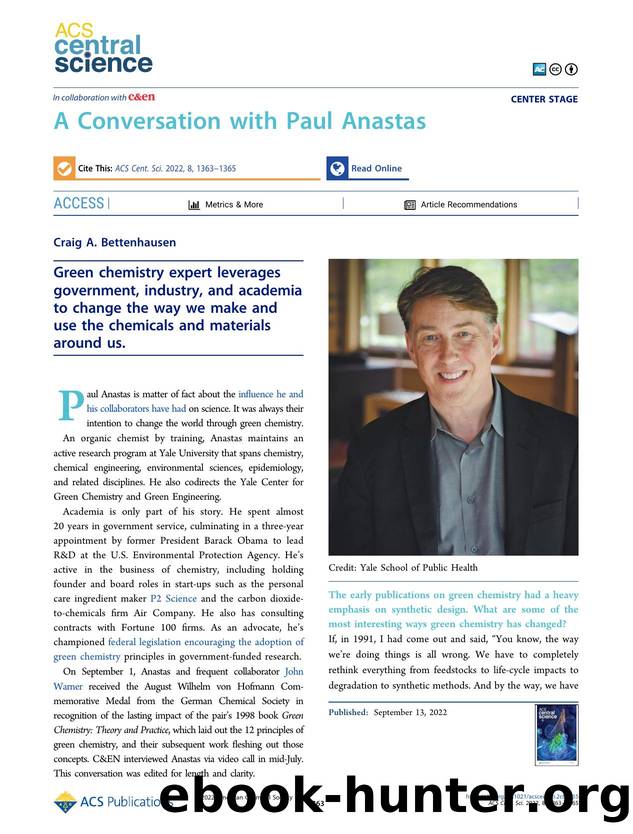 A Conversation with Paul Anastas by Craig A. Bettenhausen