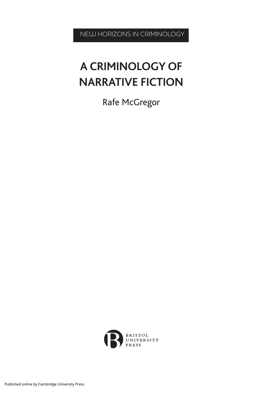 A Criminology Of Narrative Fiction (New Horizons in Criminology) by Rafe McGregor