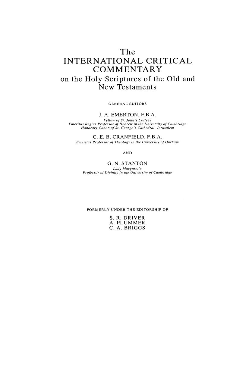 A Critical And Exegetical Commentary on the Gospel According to Saint Matthew Volume II by W. D. Davies Dale C. Allison Jr