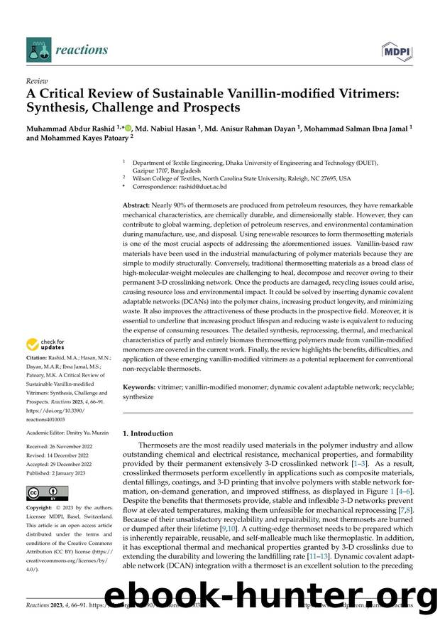 A Critical Review of Sustainable Vanillin-modified Vitrimers: Synthesis, Challenge and Prospects by unknow