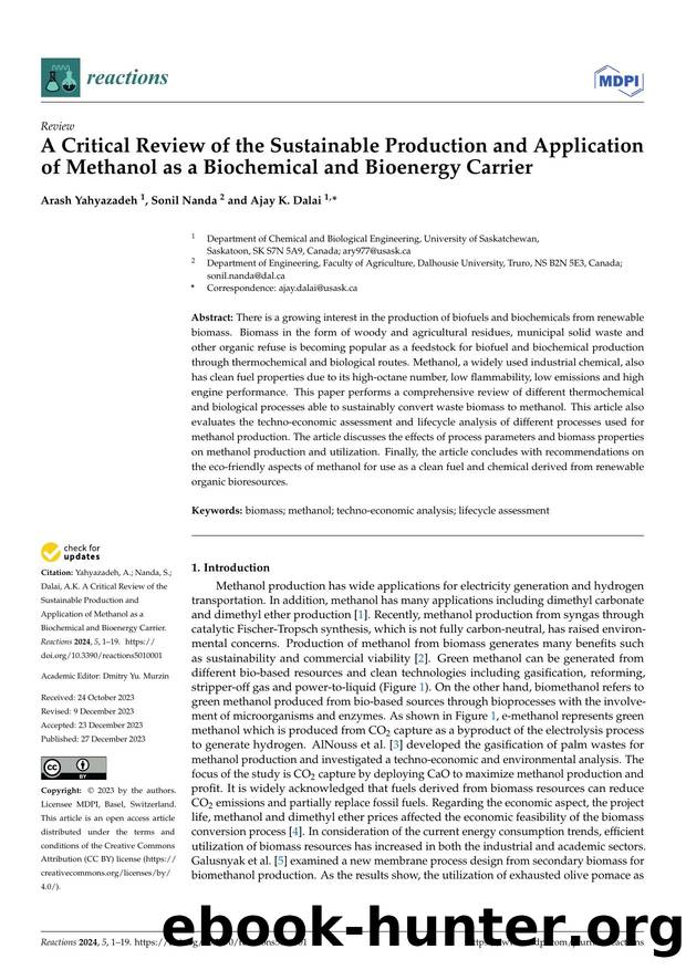 A Critical Review of the Sustainable Production and Application of Methanol as a Biochemical and Bioenergy Carrier by Arash Yahyazadeh Sonil Nanda & Ajay K. Dalai