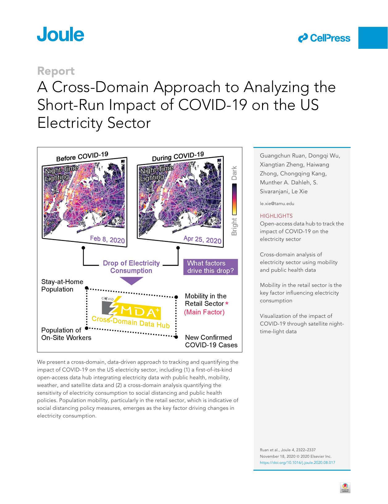 A Cross-Domain Approach to Analyzing the Short-Run Impact of COVID-19 on the US Electricity Sector by unknow