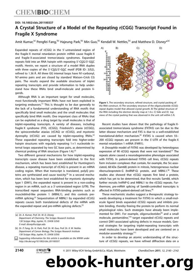 A Crystal Structure of a Model of the Repeating r(CGG) Transcript Found in Fragile X Syndrome by Unknown