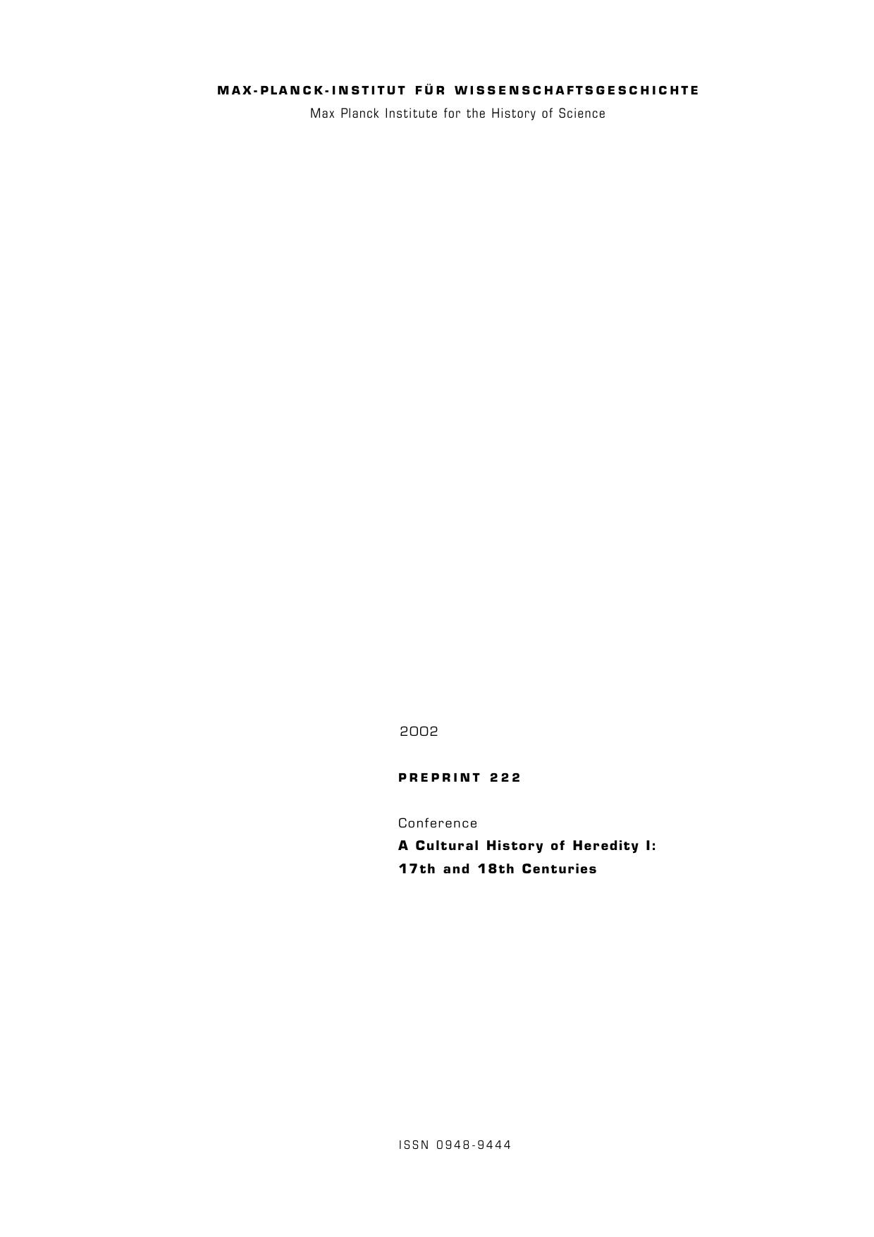 A Cultural History of Heredity by Hans-Jorg Rheinberger Peter McLaughlin Staffan Muller-Wille