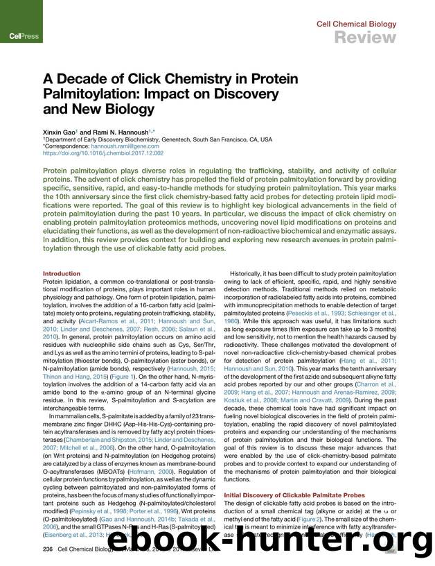 A Decade of Click Chemistry in Protein Palmitoylation: Impact on Discovery and New Biology by Xinxin Gao & Rami N. Hannoush
