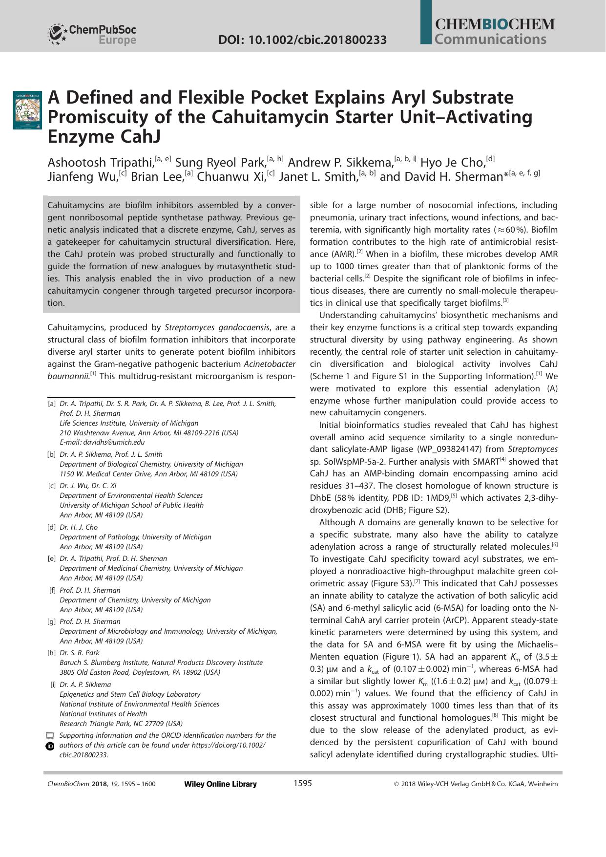 A Defined and Flexible Pocket Explains Aryl Substrate Promiscuity of the Cahuitamycin Starter UnitâActivating Enzyme CahJ by Unknown