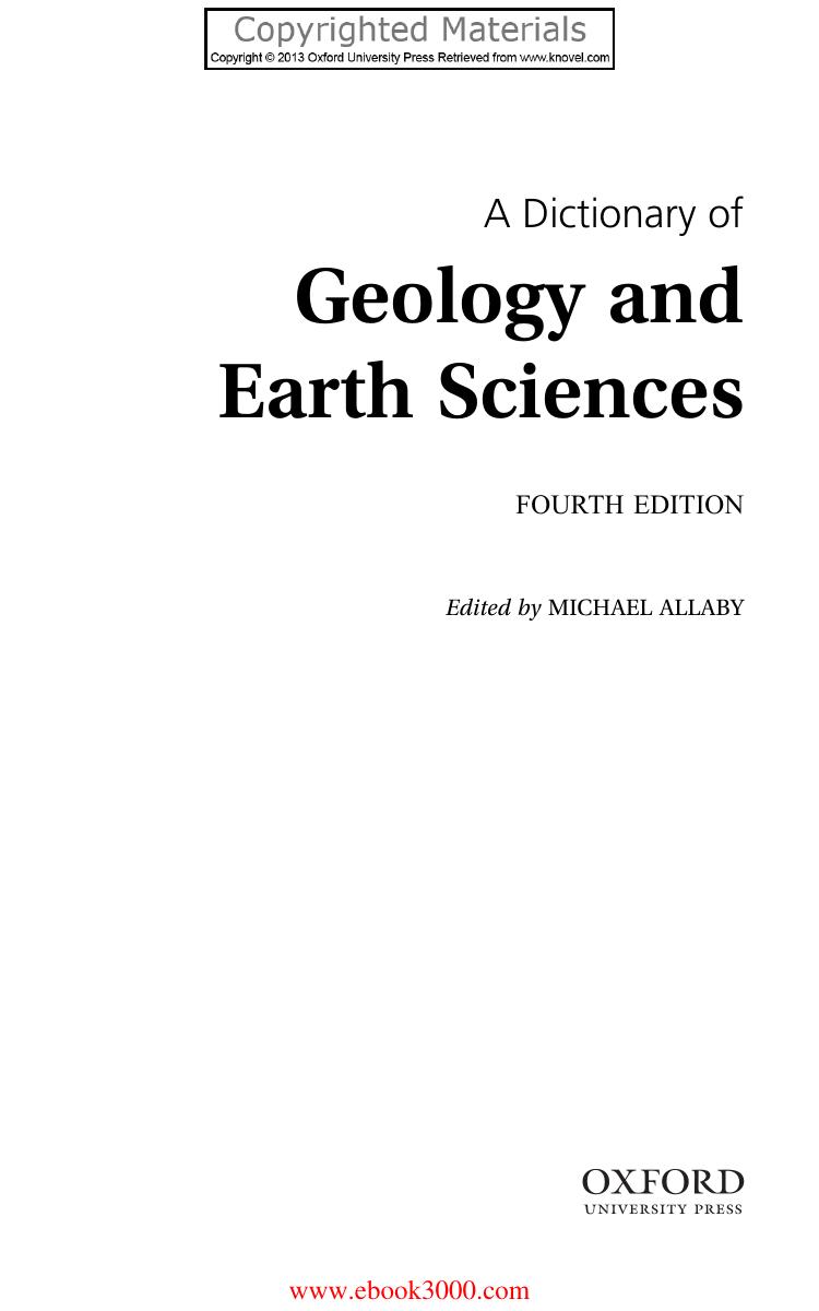 A Dictionary Of Geology And Earth Sciences 4th Edition by Unknown