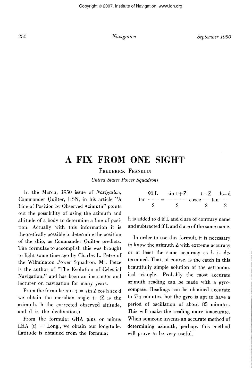 A FIX FROM ONE SIGHT by FREDERICK FRANKLIN