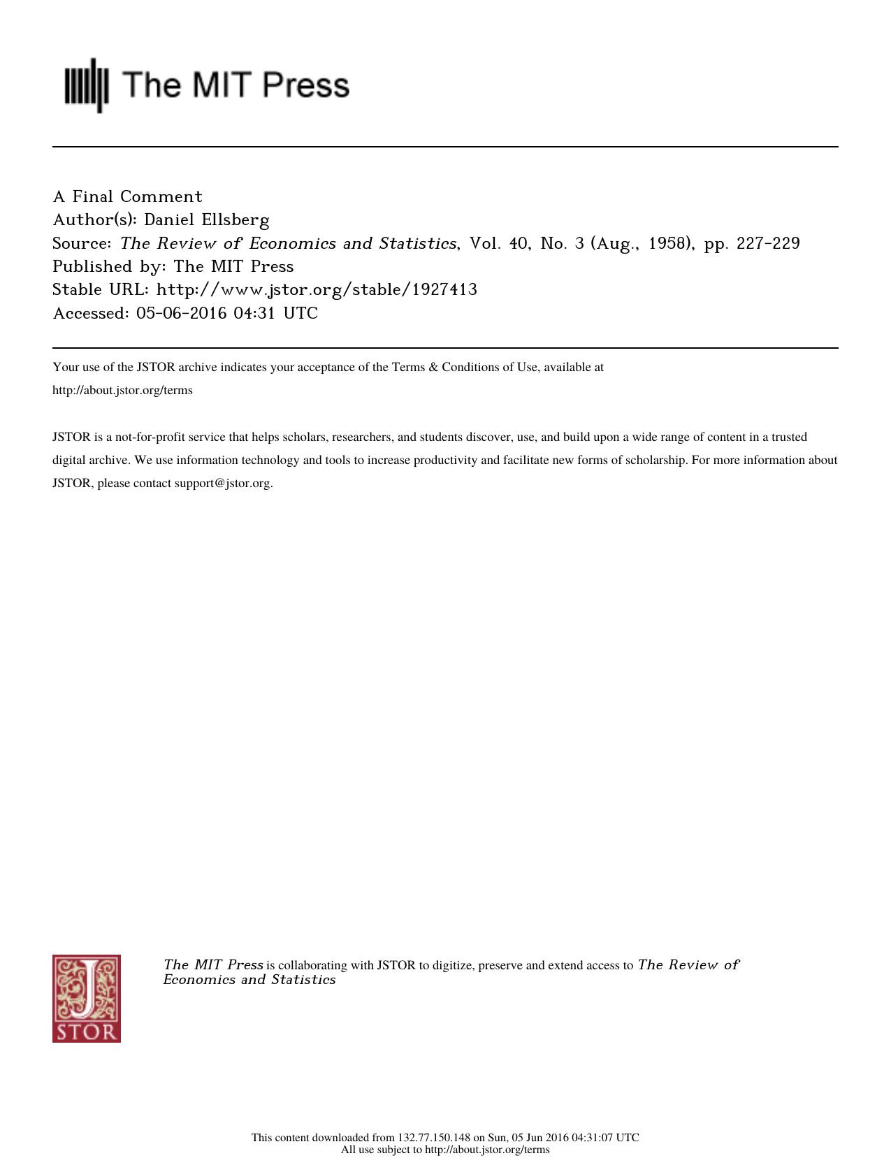 A Final Comment by A Final Comment (1958)