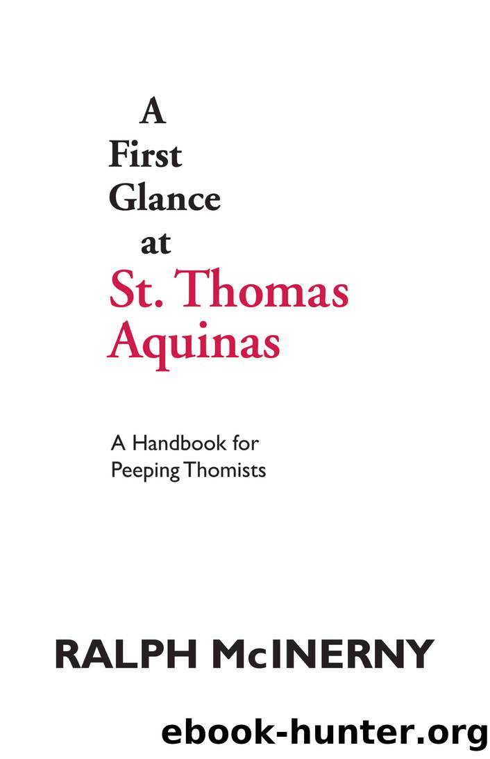 A First Glance at St. Thomas Aquinas by Ralph McInerny