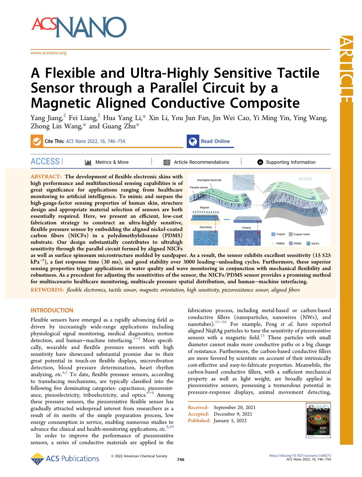 A Flexible and Ultra-Highly Sensitive Tactile Sensor through a Parallel Circuit by a Magnetic Aligned Conductive Composite by unknow