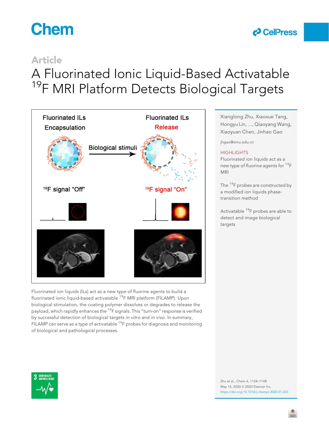 A Fluorinated Ionic Liquid-Based Activatable 19F MRI Platform Detects Biological Targets by unknow