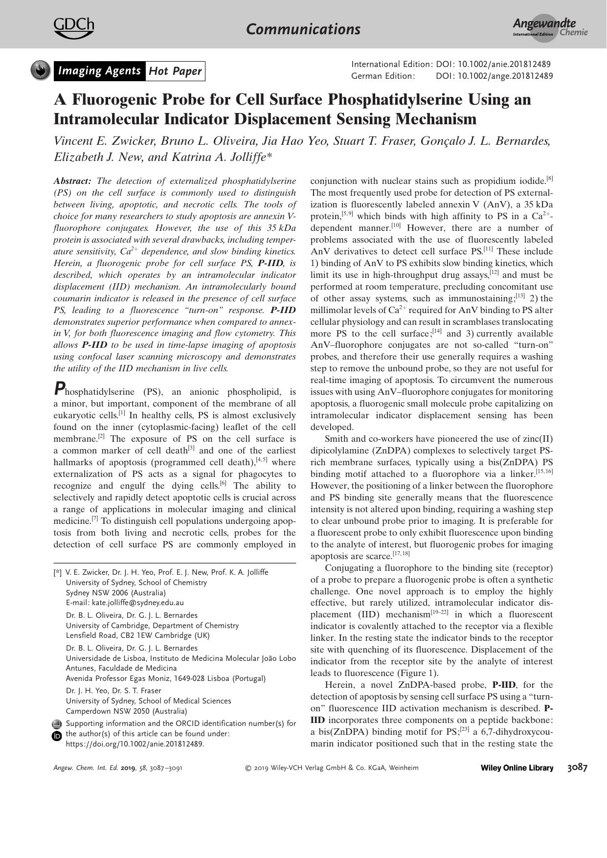 A Fluorogenic Probe for Cell Surface Phosphatidylserine Using an Intramolecular Indicator Displacement Sensing Mechanism by Unknown
