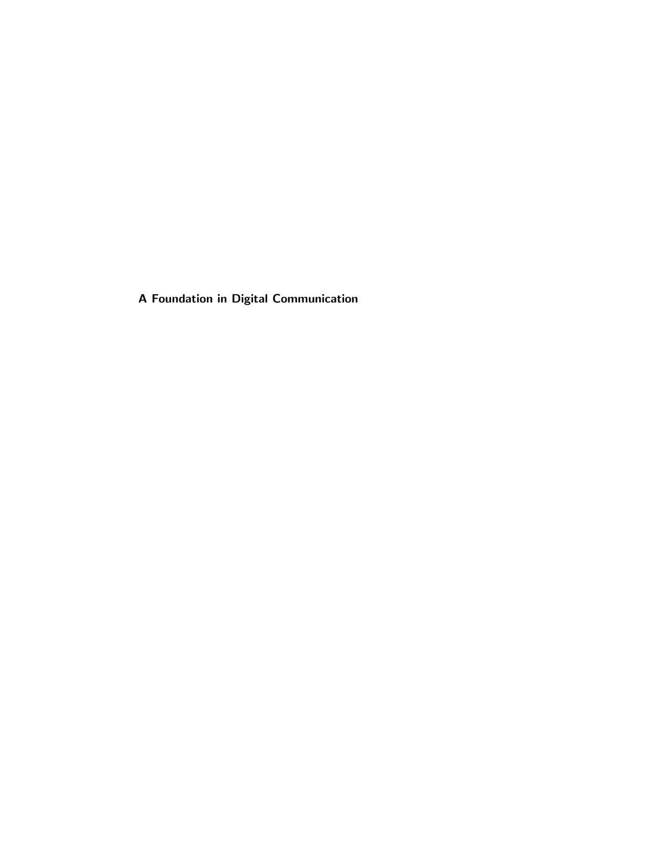 A Foundation in Digital Communication by Amos Lapidoth