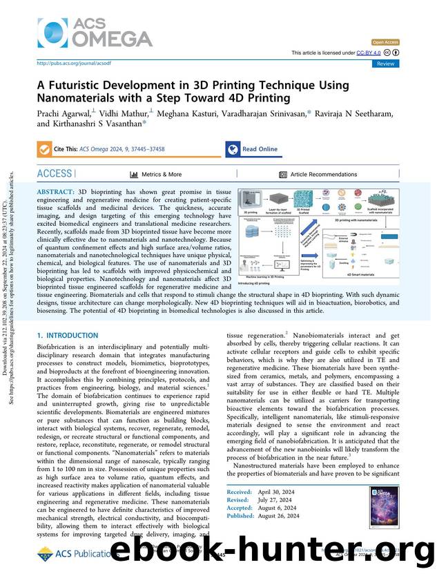 A Futuristic Development in 3D Printing Technique Using Nanomaterials with a Step Toward 4D Printing by unknow