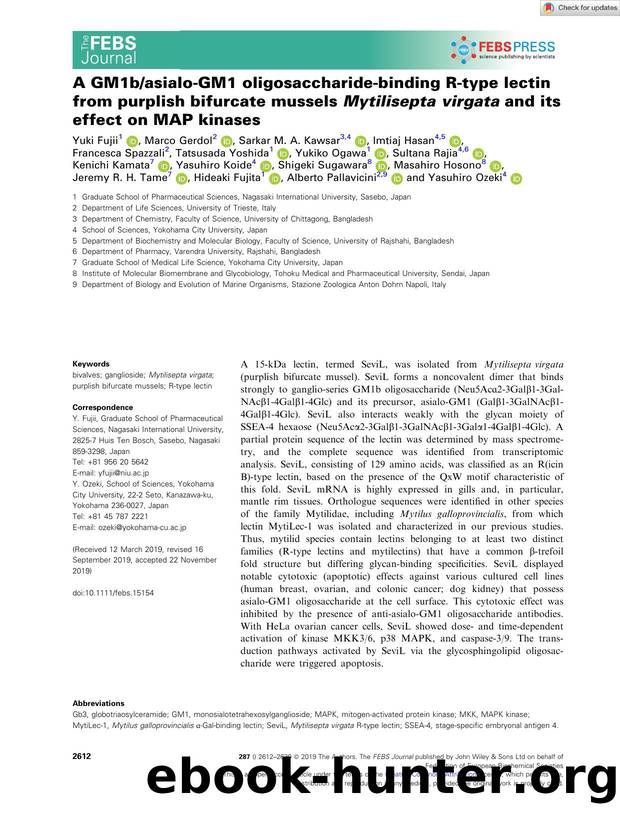 A GM1basialoâGM1 oligosaccharideâbinding Râtype lectin from purplish bifurcate mussels MytiliseptaÂ virgata and its effect on MAP kinases by Unknown