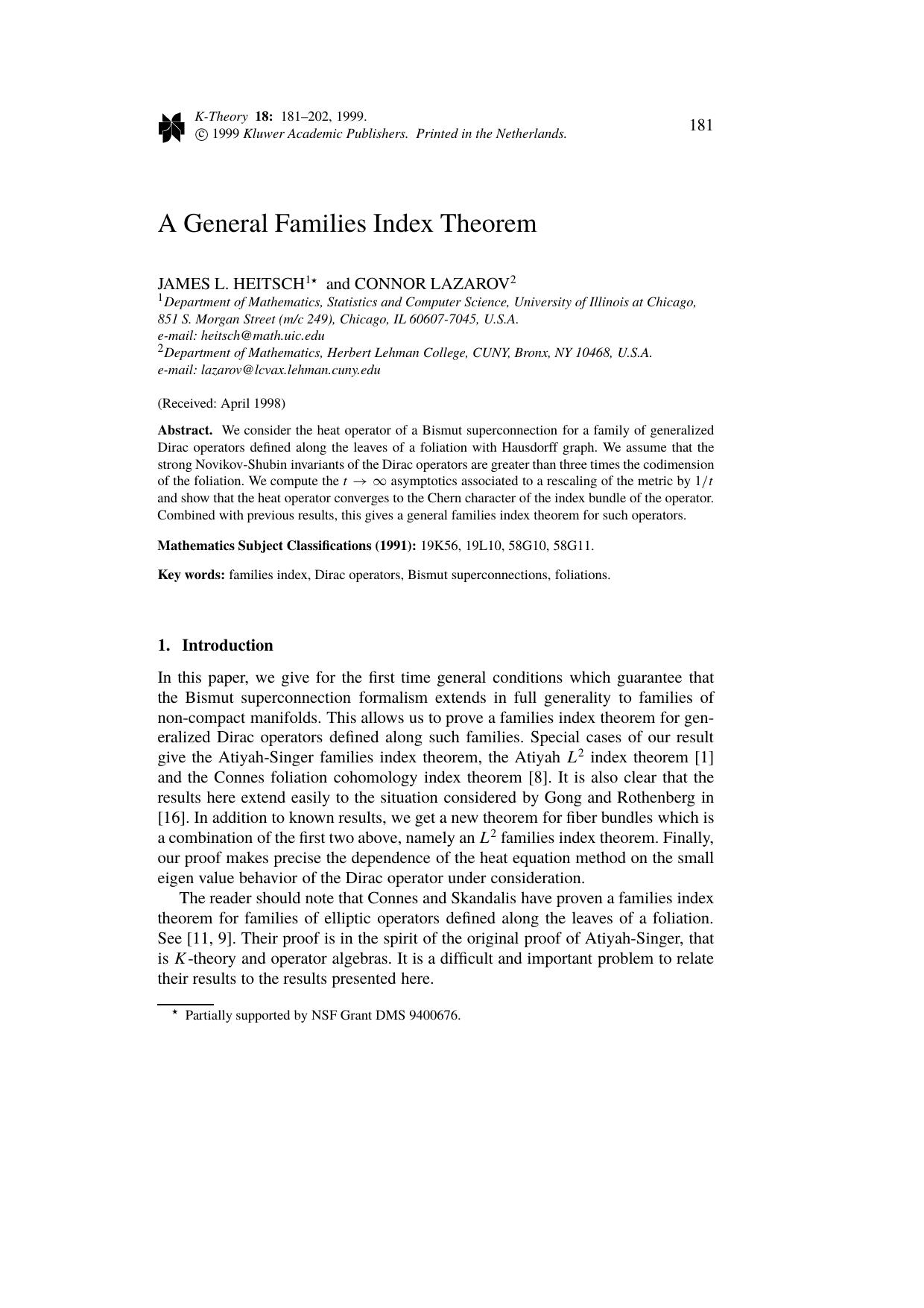 A General Families Index Theorem by Unknown