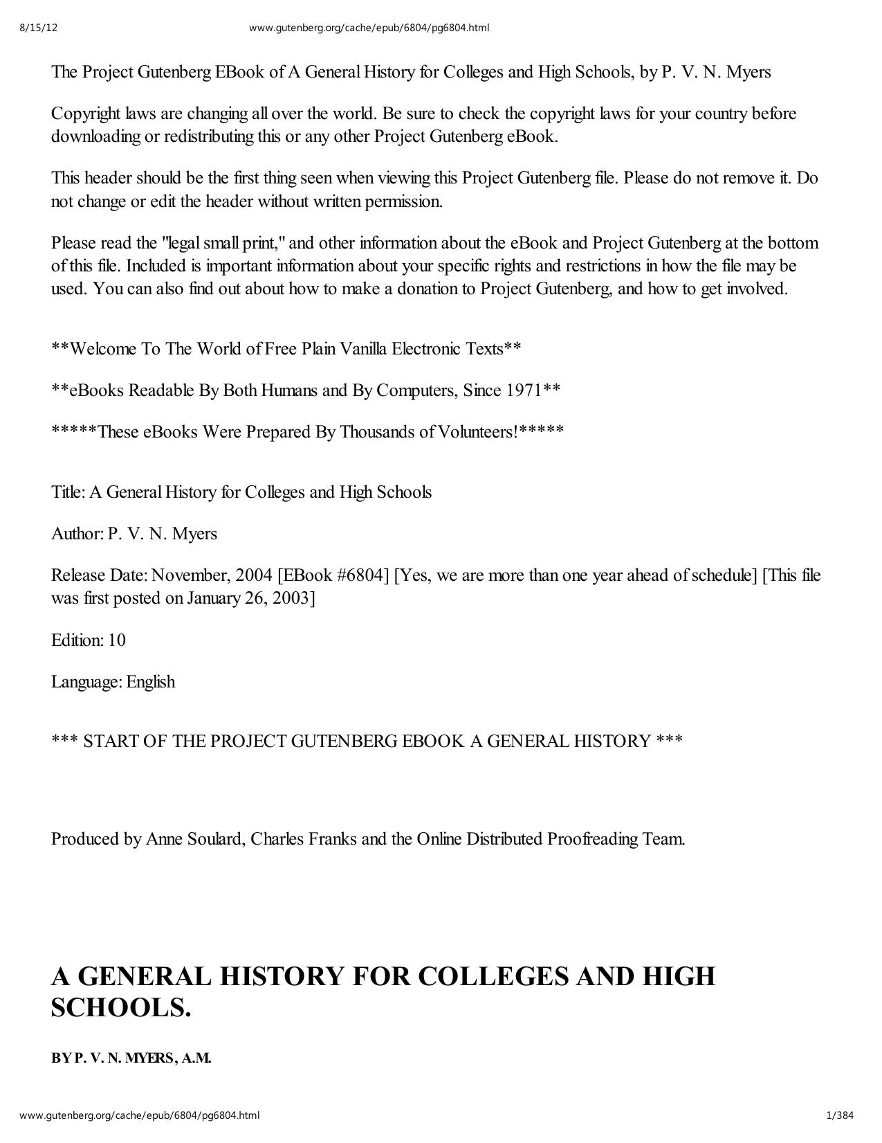 A General History for Colleges and High Schools by Unknown