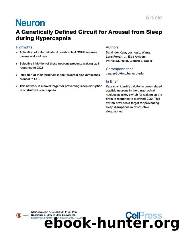 A Genetically Defined Circuit for Arousal from Sleep during Hypercapnia by unknow