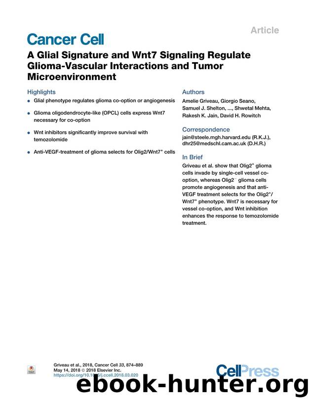 A Glial Signature and Wnt7 Signaling Regulate Glioma-Vascular Interactions and Tumor Microenvironment by unknow