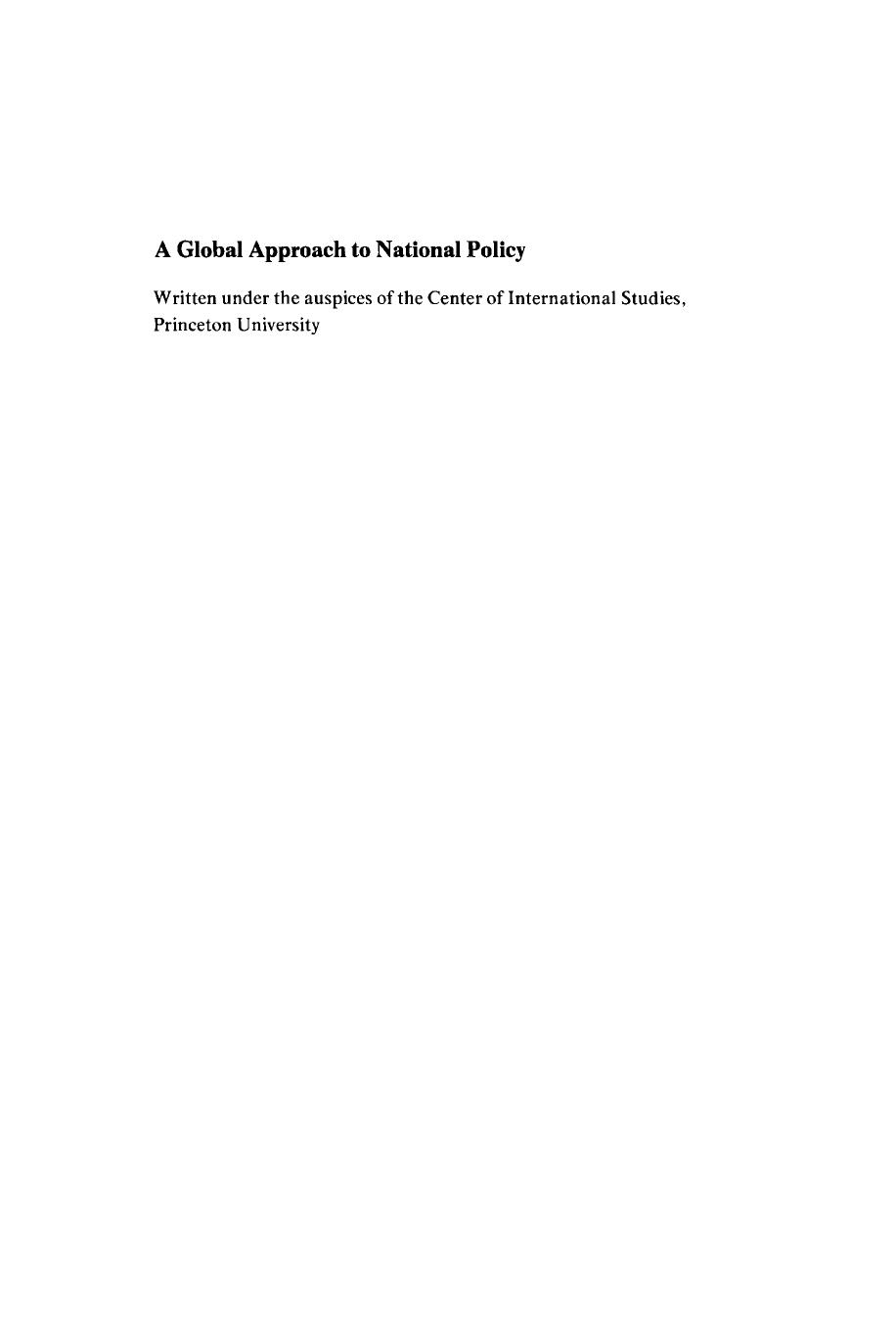 A Global Approach to National Policy by Richard A. Falk