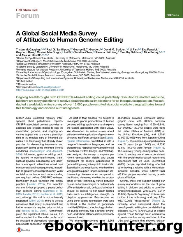A Global Social Media Survey of Attitudes to Human Genome Editing by unknow