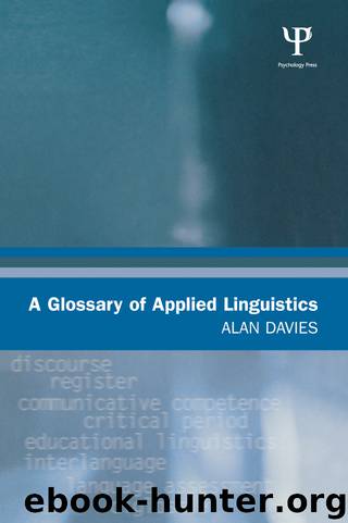 A Glossary of Applied Linguistics by Davies Alan;