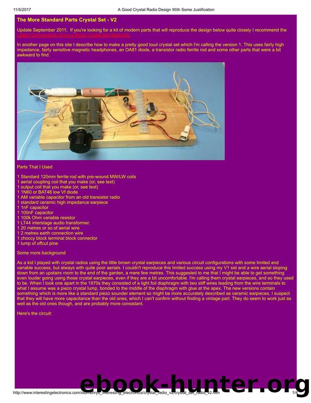 A Good Crystal Radio Design With Some Justification by Unknown