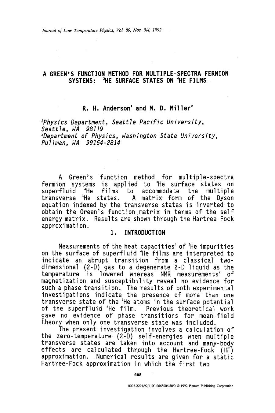 A Green's function method for multiple-spectra fermion systems: <Superscript>3 <Superscript>He surface states on <Superscript>4 <Superscript>He films by Unknown