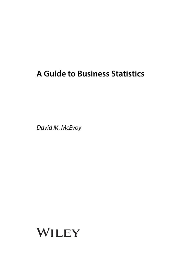A Guide to Business Statistics by David M. McEvoy