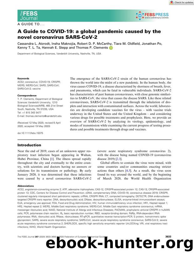 A Guide to COVIDâ19: a global pandemic caused by the novel coronavirus SARSâCoVâ2 by Unknown