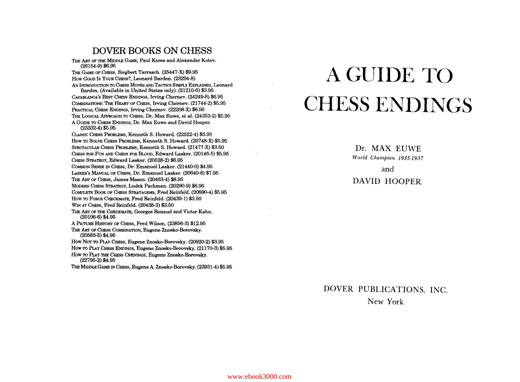 A Guide to Chess Endings by Unknow