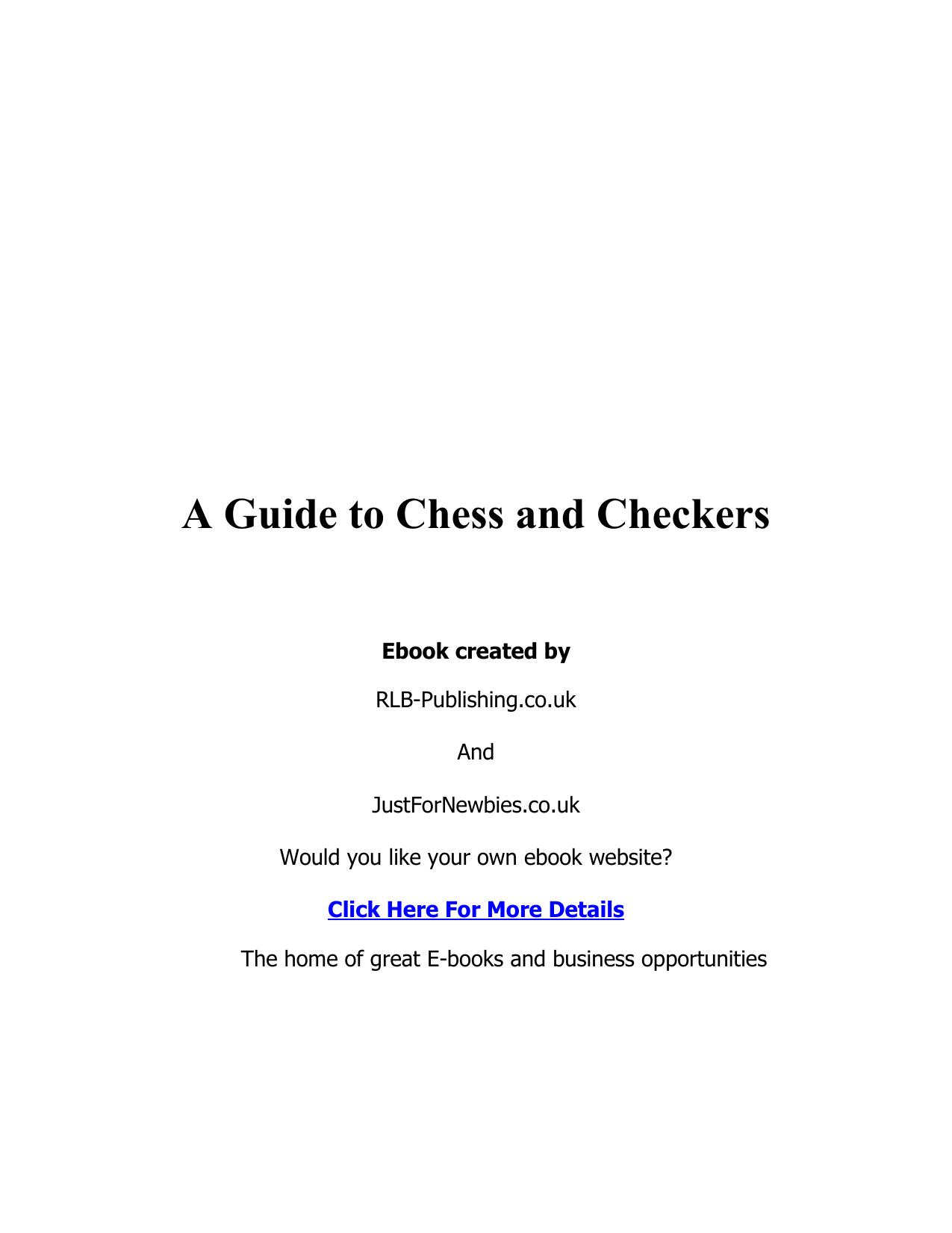A Guide to Chess and Checkers by A