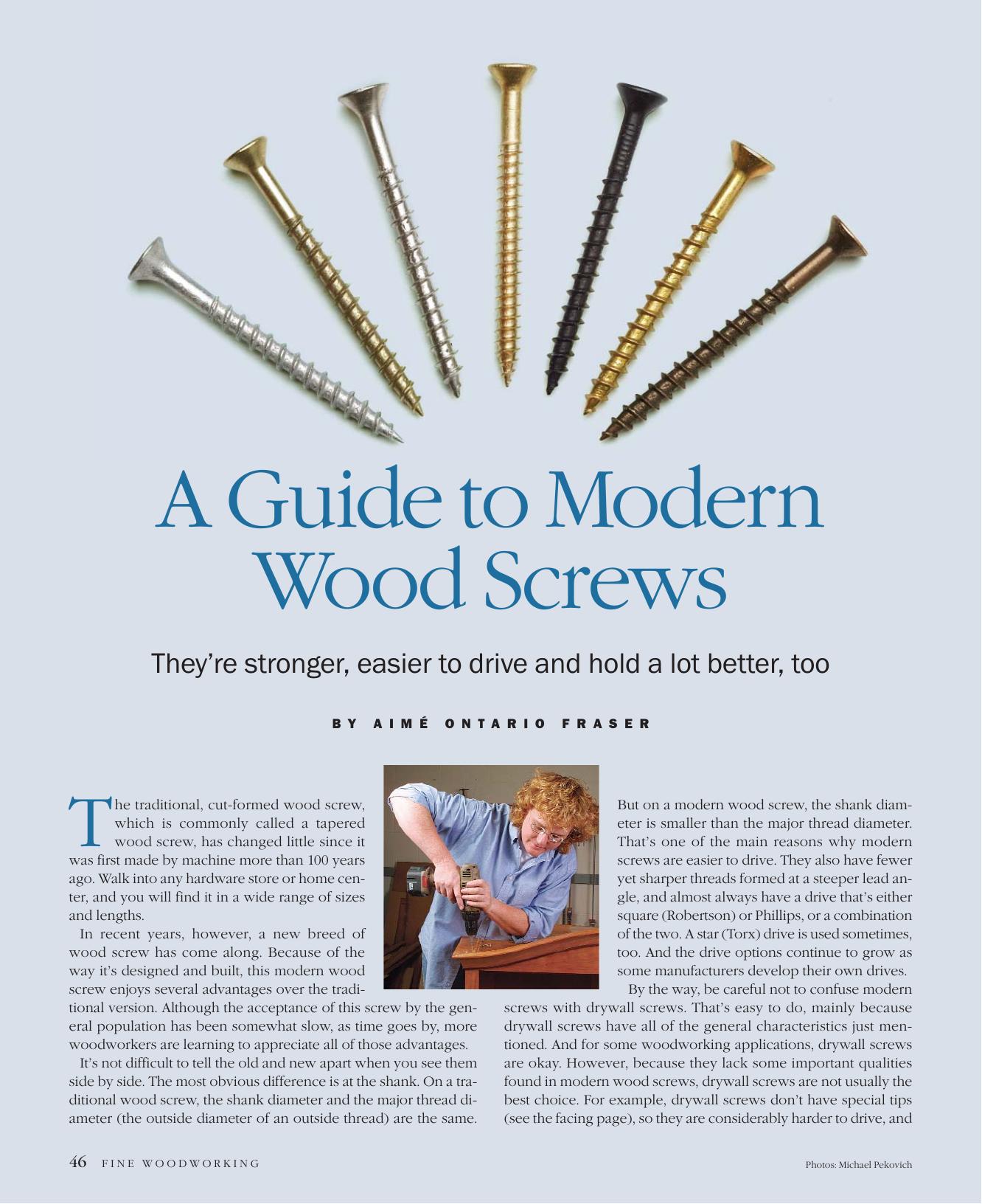 A Guide to Modern Wood Screws by Aimé Ontario Fraser