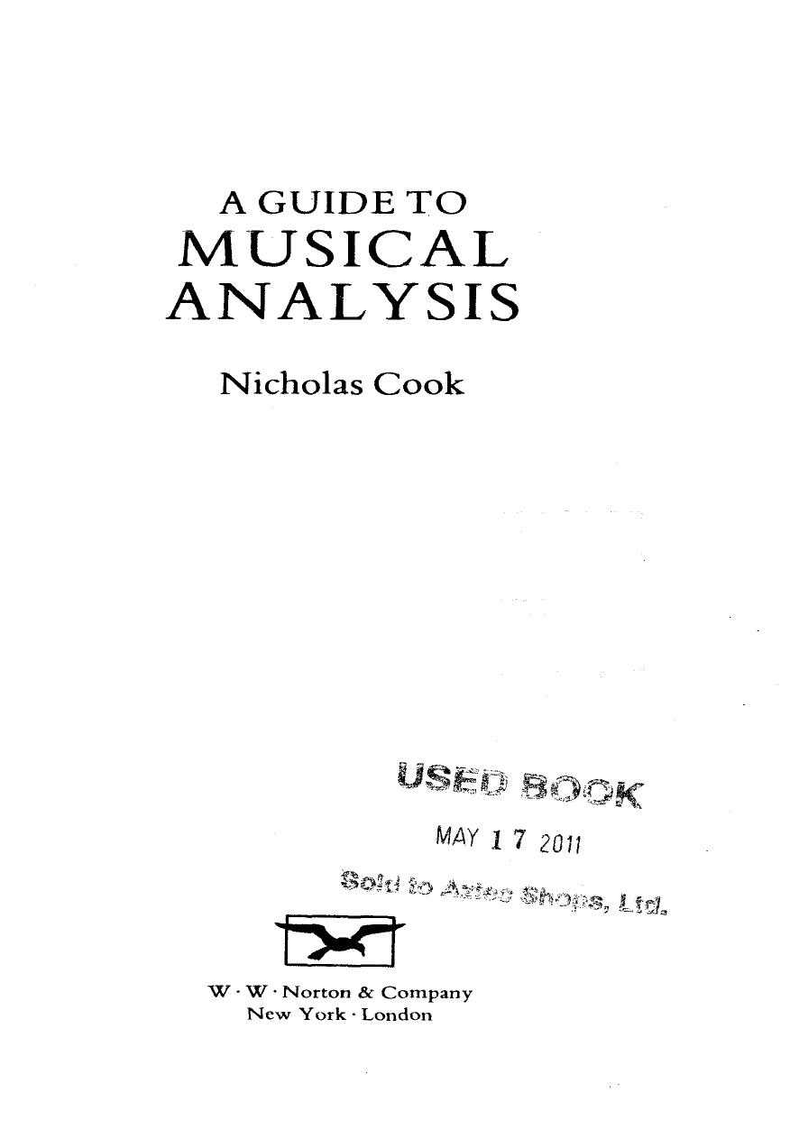 A Guide to Musical Analysis by Nicholas Cook