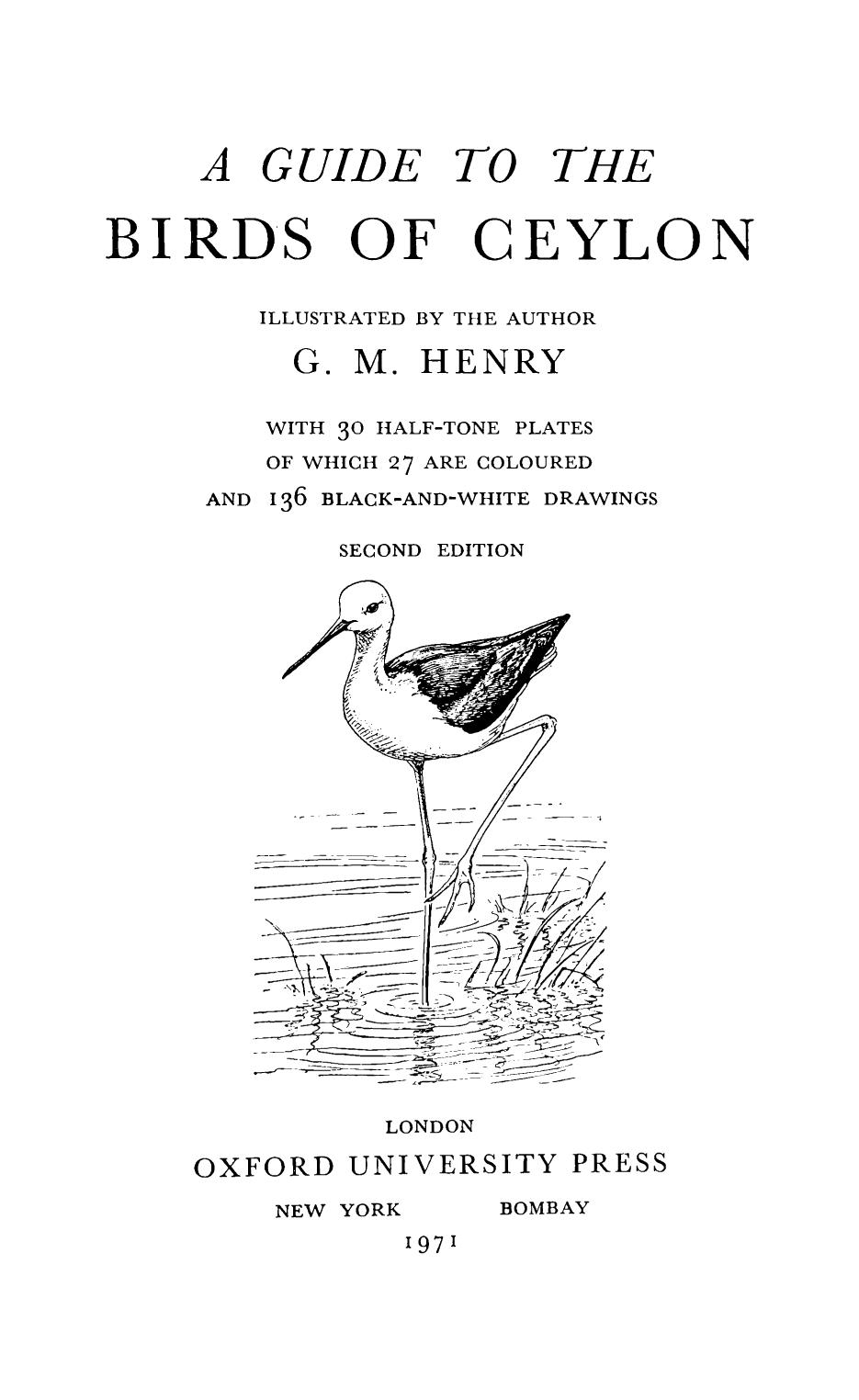 A Guide to the Birds of Ceylon by G. M. Henry