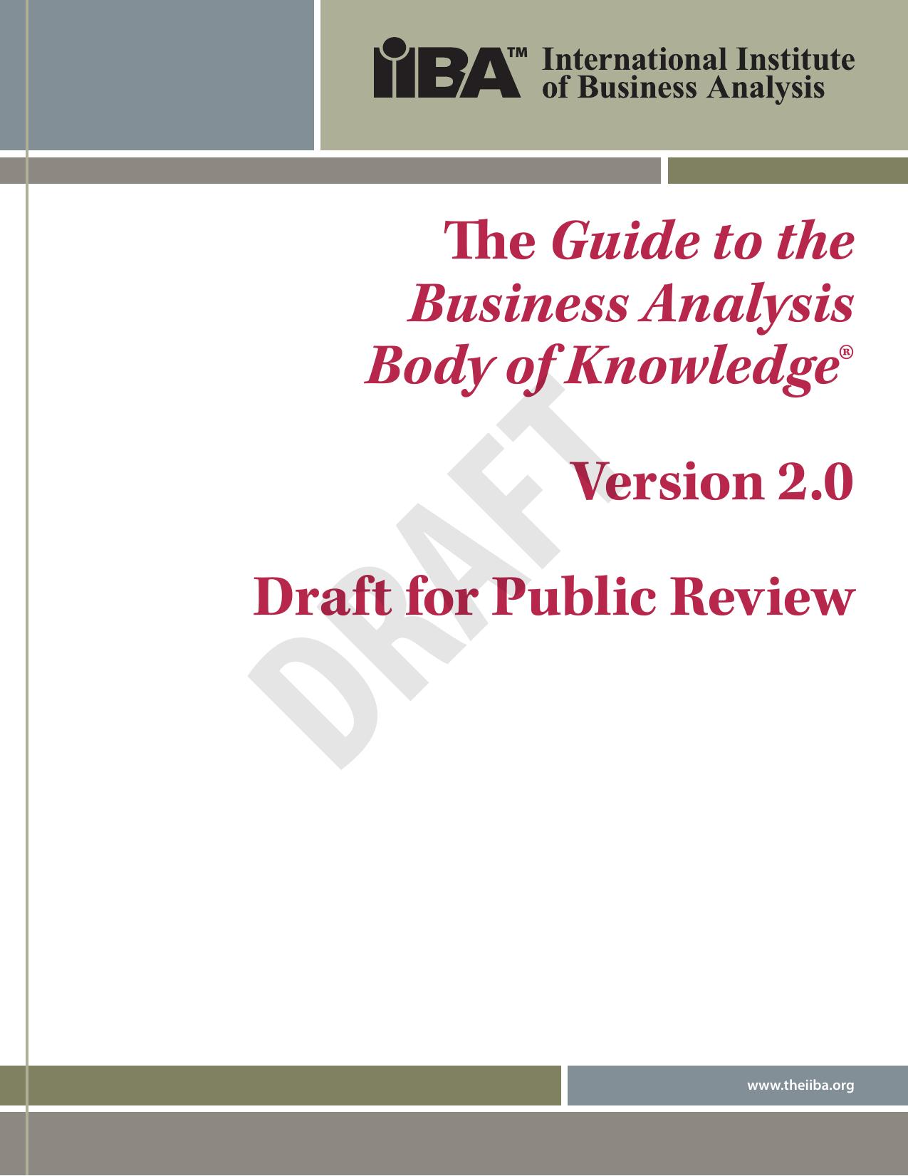 A Guide to the Business Analysis Body of Knowledge by International Institute of Business Analysis