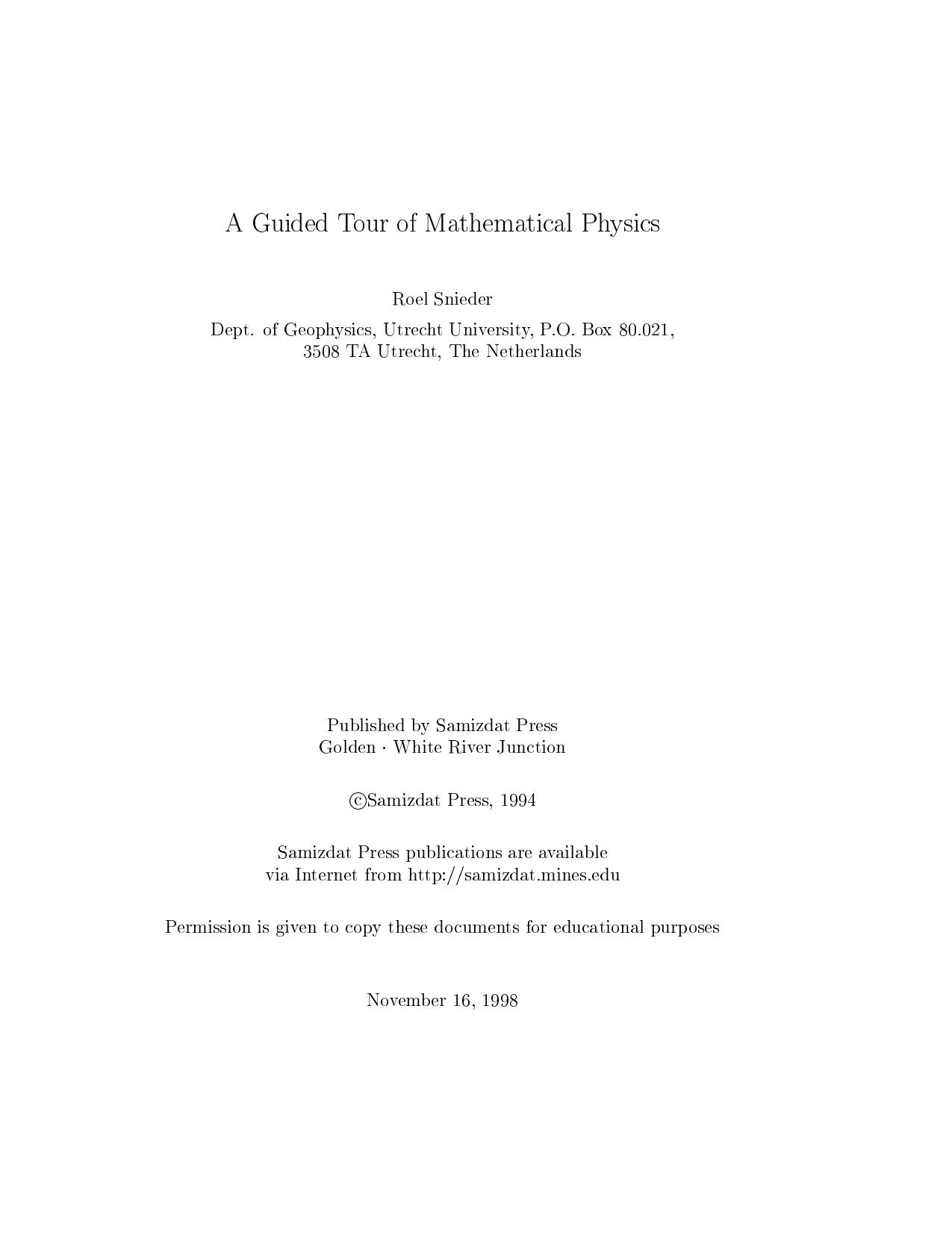 A Guided Tour of Mathematical Physics-Snieder by Unknown