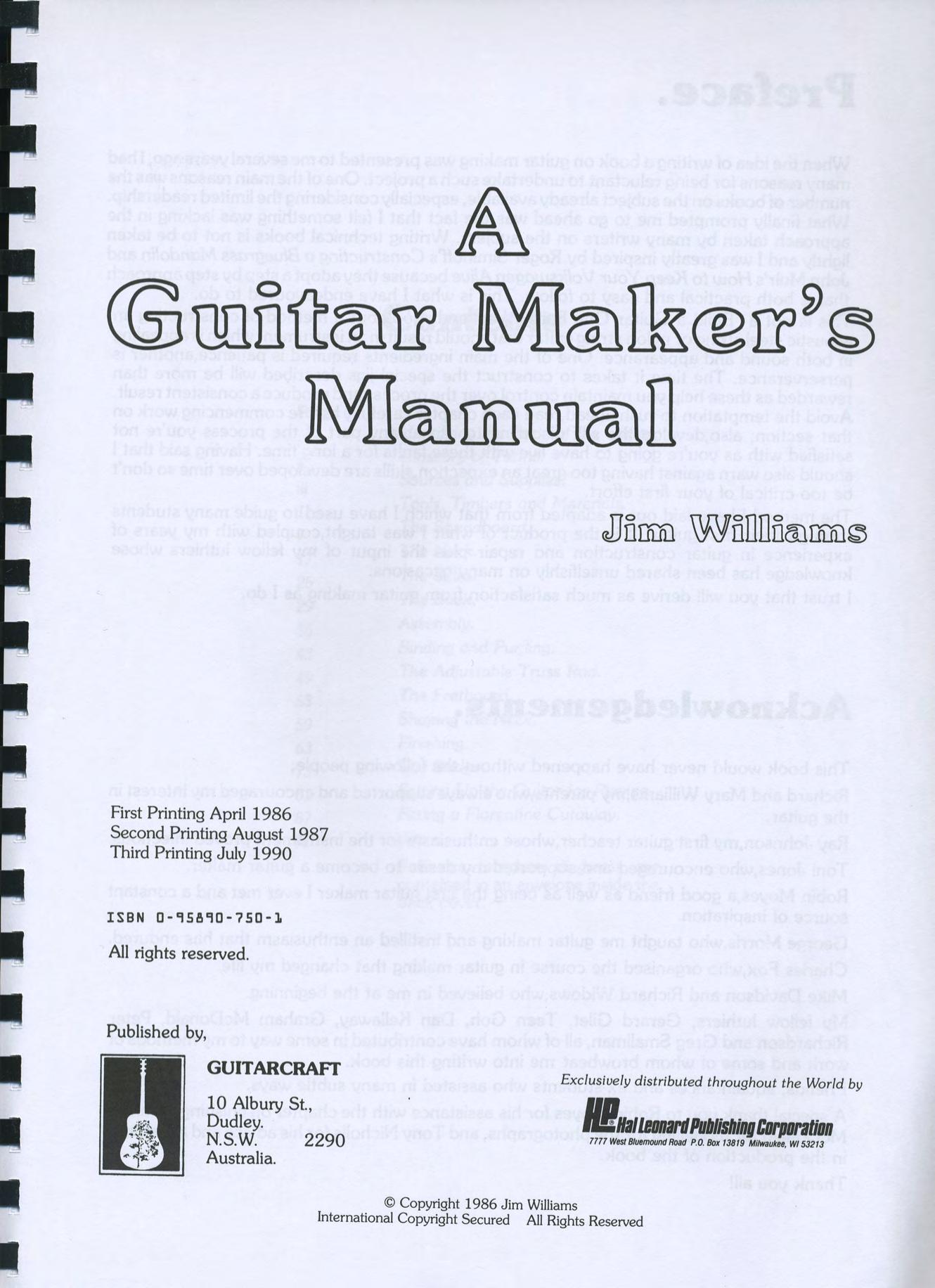 A Guitar Maker's Manual by Unknown