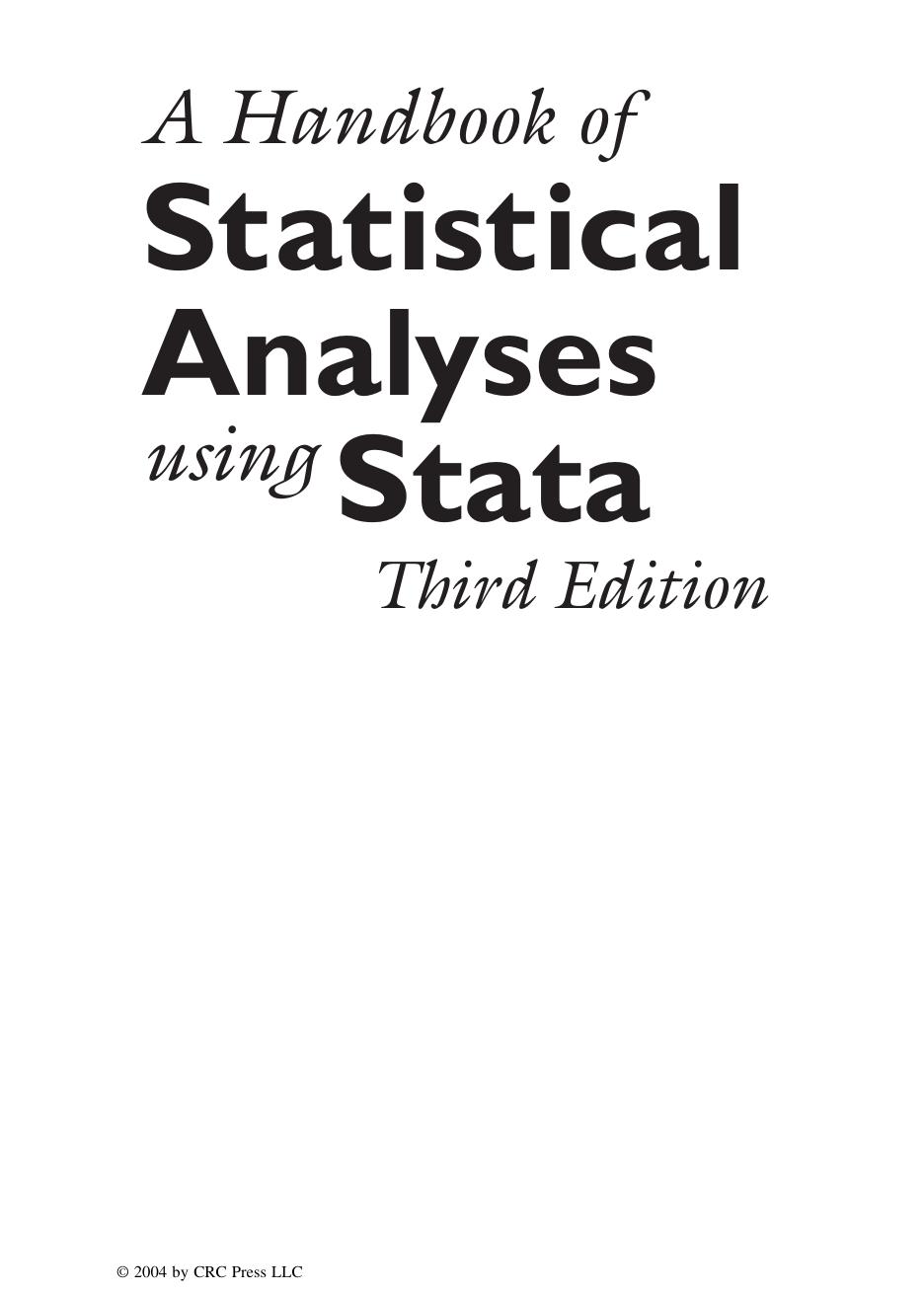 A Handbook of Statistical Analyses using Stata by Sophia Rabe-Hesketh and Brian Everitt