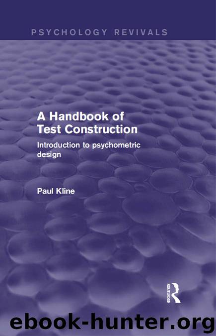 A Handbook of Test Construction (Psychology Revivals) by Paul Kline