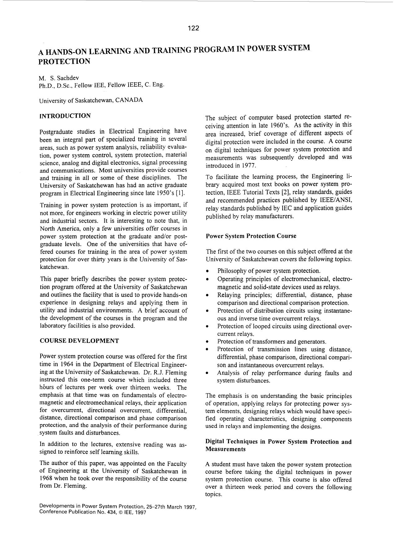 A Hands-on Learning And Training Program In Power System Protection - Developments in Power System Protection, Sixth International Conference on (Conf. Publ. No. 434) by IEEE