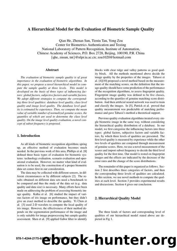 A Hierarchical Model for the Evaluation of Biometric Sample Quality by 