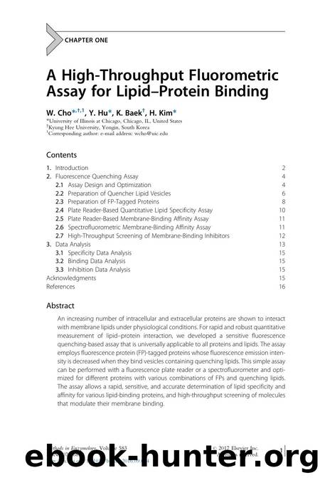 A High-Throughput Fluorometric Assay for Lipid-Protein Binding by W. Cho & Y. Hu & K. Baek & H. Kim