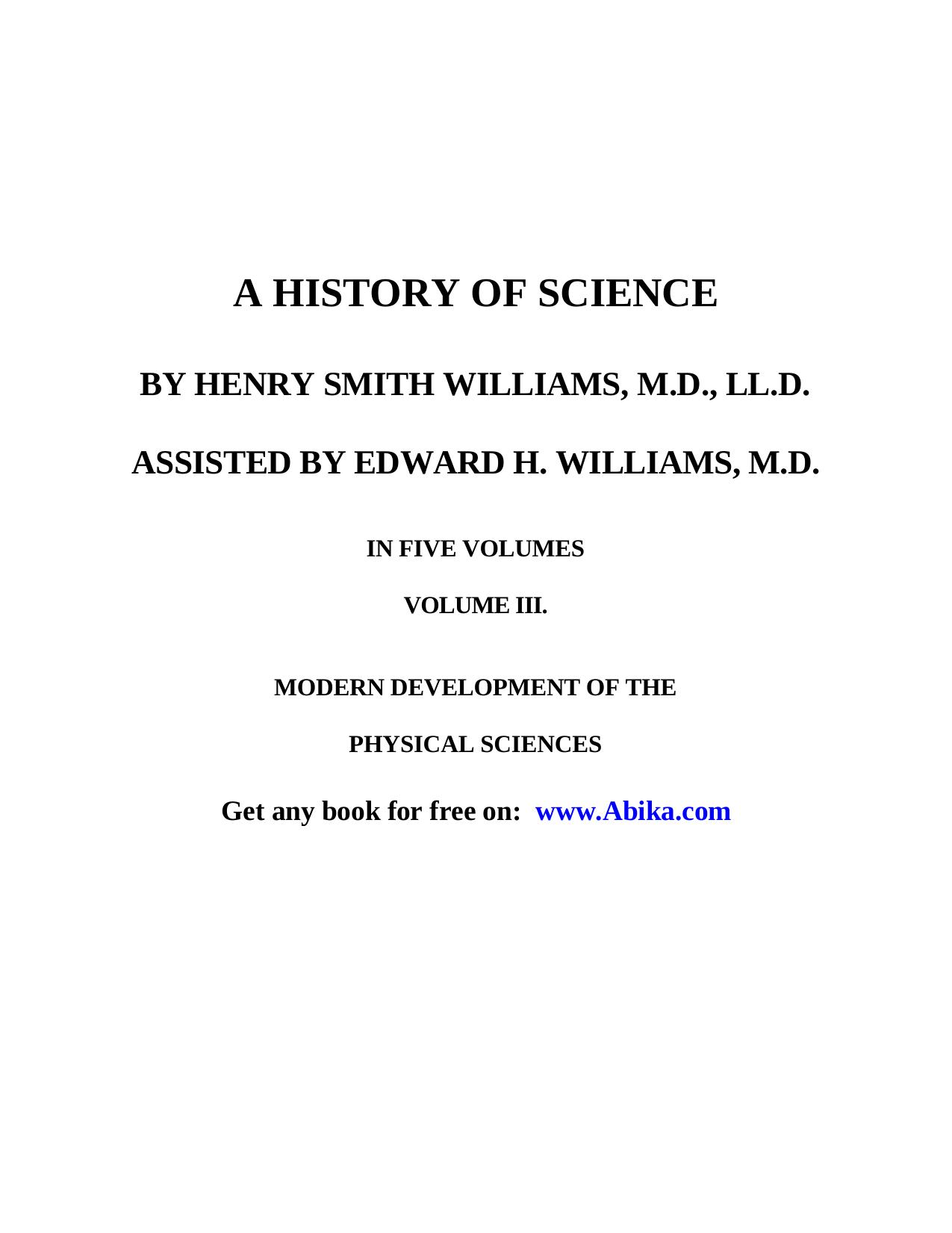 A History Of Science by Henry Smith Williams