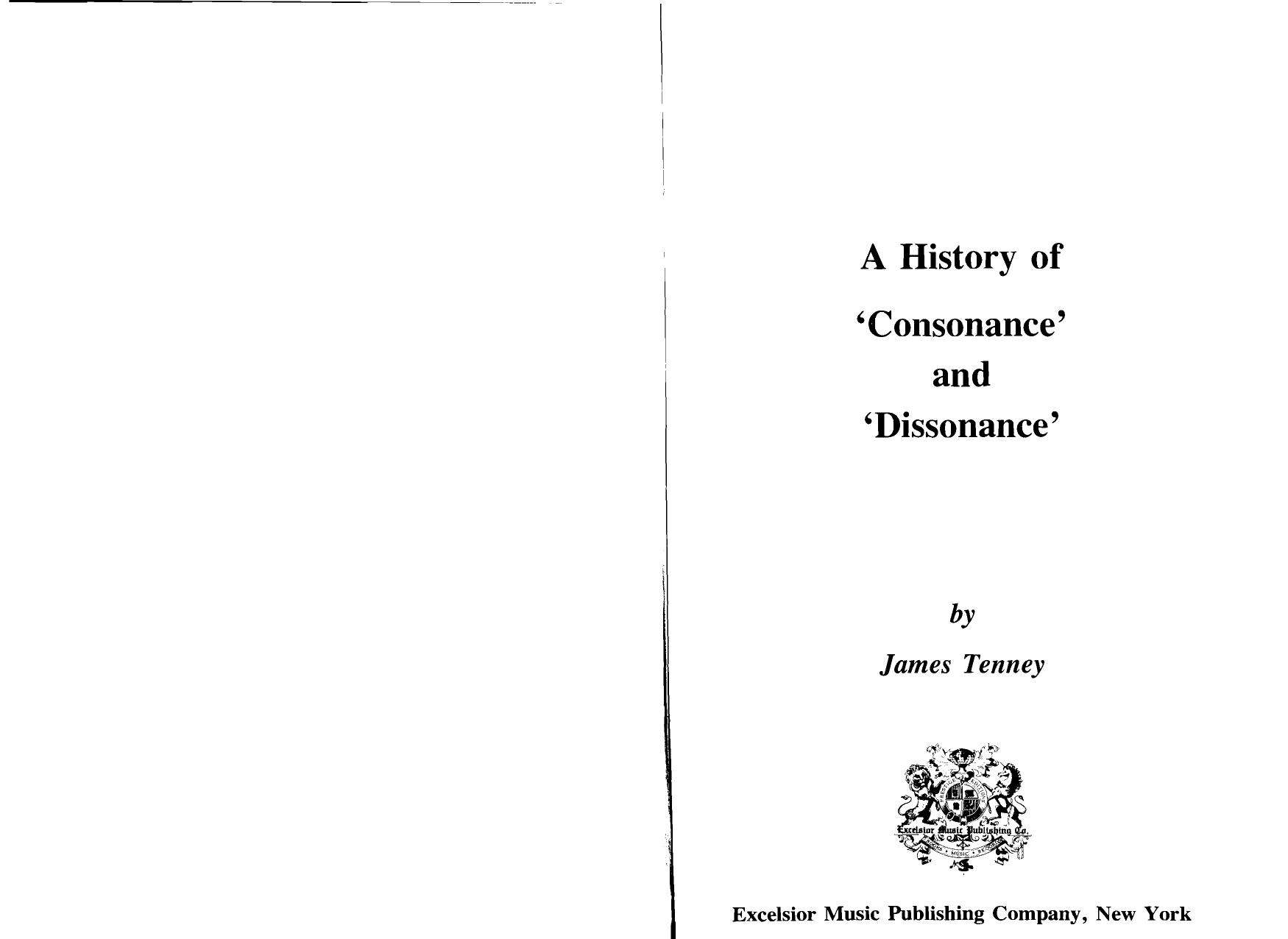A History of 'Consonance' and 'Dissonance' by J. Tenney