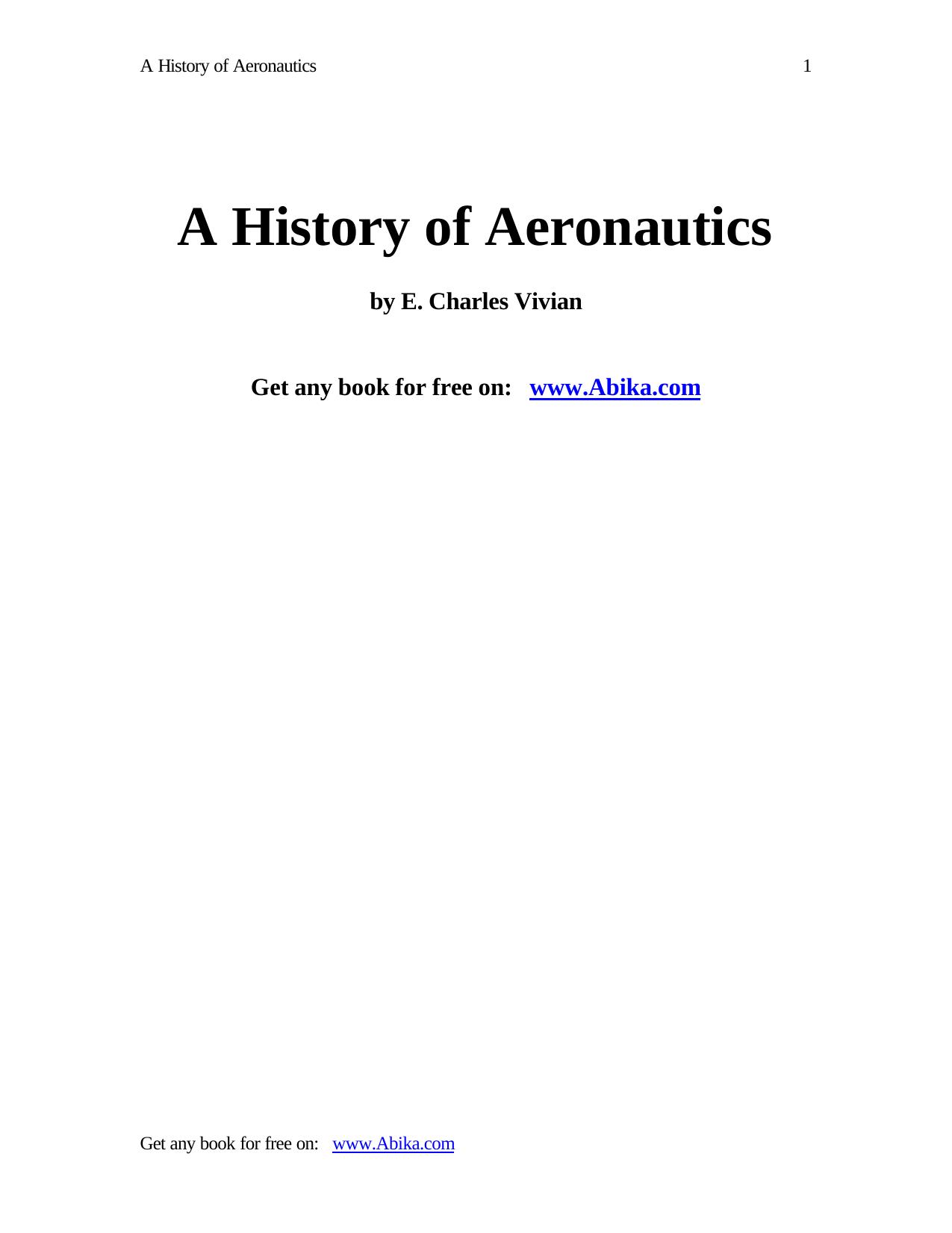 A History of Aeronautics by E.C. Vivian