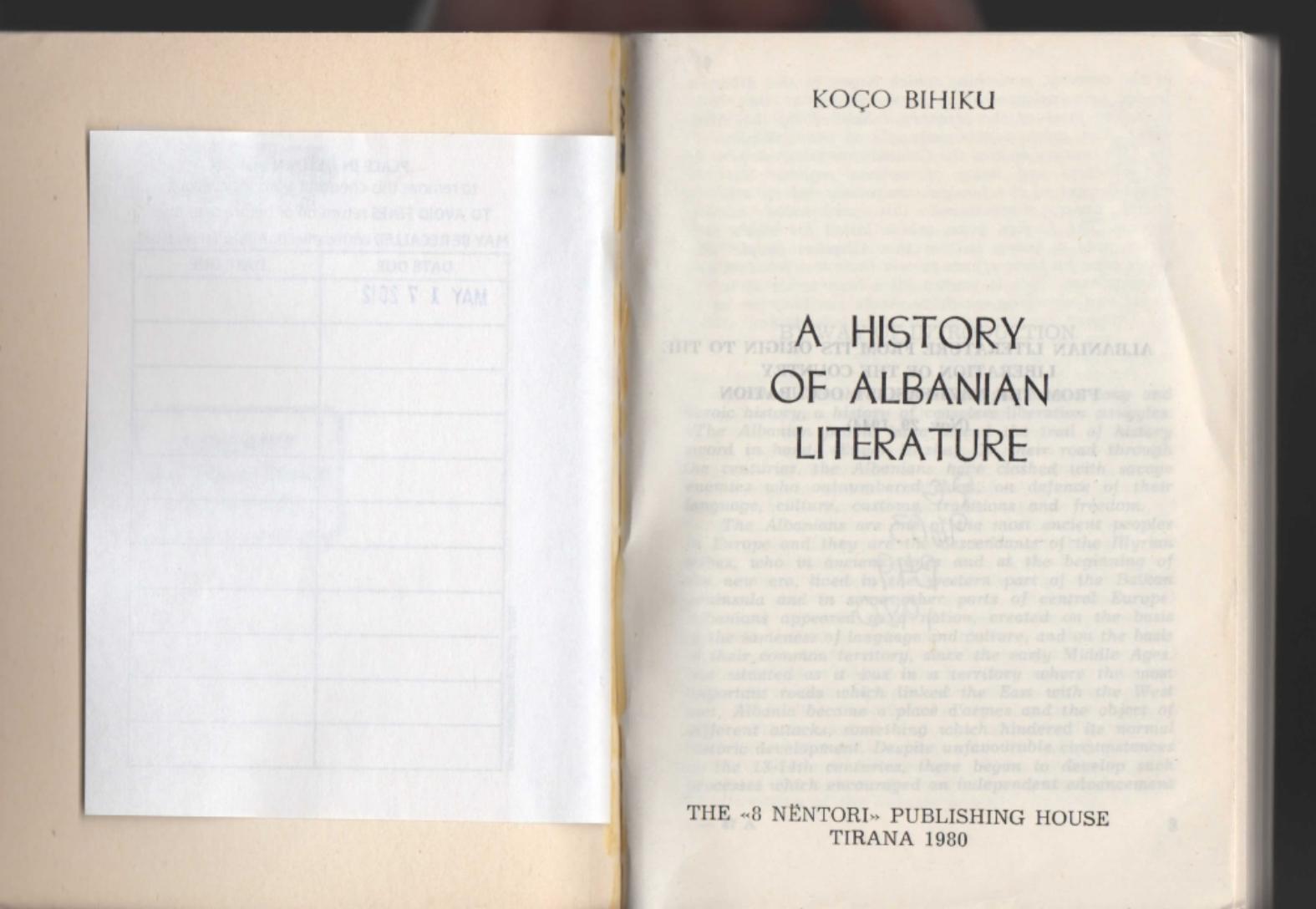 A History of Albanian Literature by Koço Bihiku