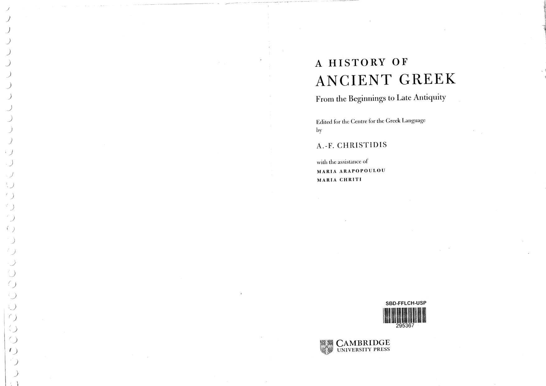 A History of Ancient Greek by From the Beginnings to Late Antiquity